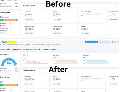 site health results and technical site health results & technical fixes