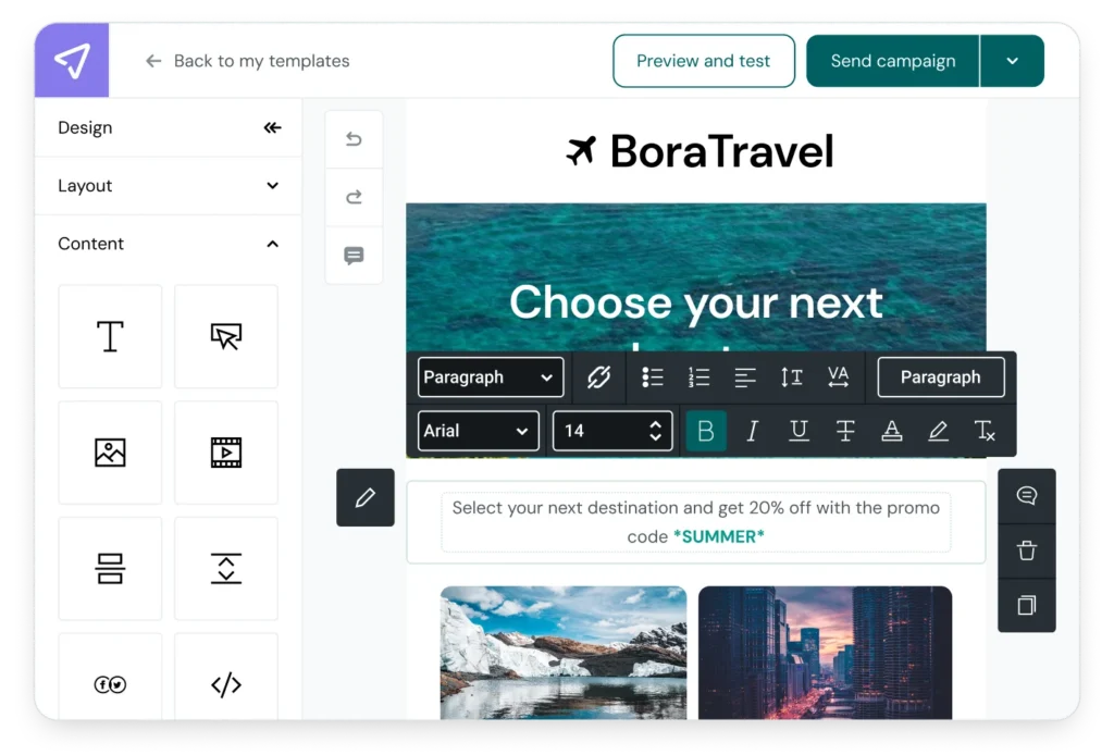 MJ Email Editor BoraTravel 01